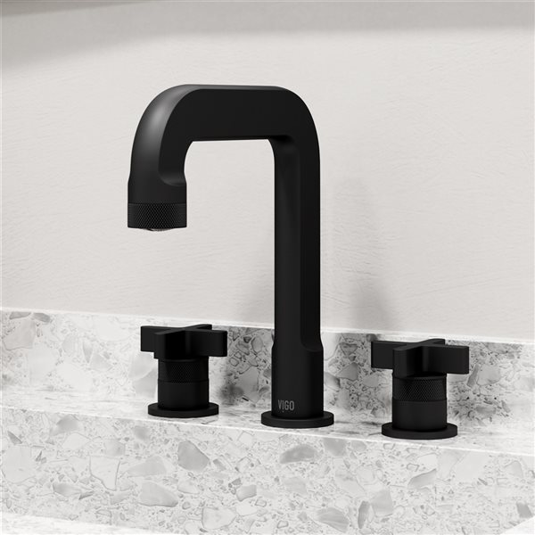 VIGO Wythe Matte-Black Solid-Brass 2-Handle Bathroom Faucet