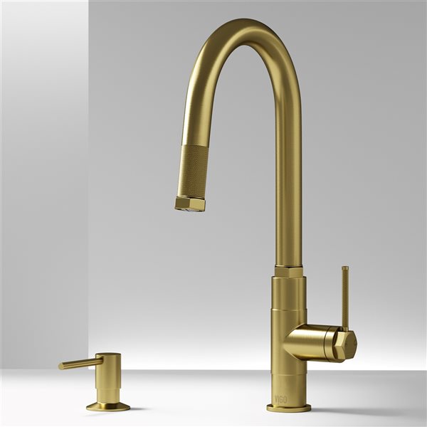 Hart Arched Single-Handle Pull-Down Kitchen Faucet and Soap Dispenser in MB