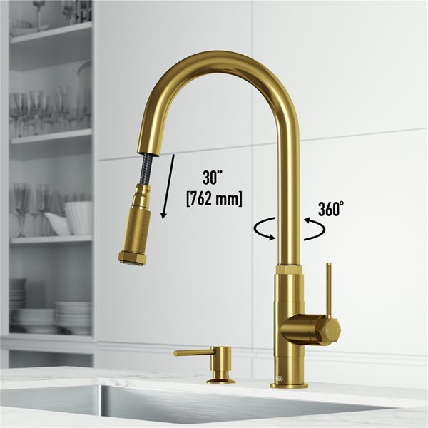 Hart Arched Single-Handle Pull-Down Kitchen Faucet and Soap Dispenser in MB