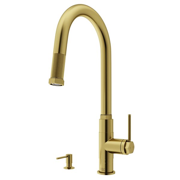Hart Arched Single-Handle Pull-Down Kitchen Faucet and Soap Dispenser in MB