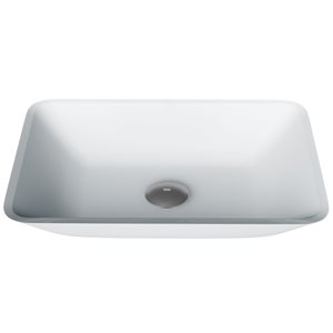 Lavabo vasque rectangulaire blanc Sottile par VIGO de 13 po x 18 po en verre trempé