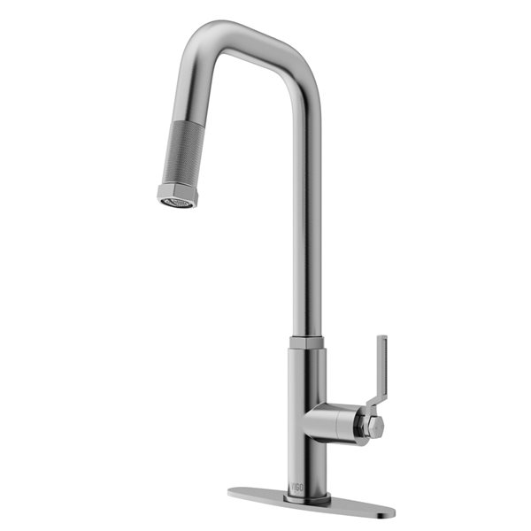 Hart Angular Single-Handle Pull-Down Kitchen Faucet and Deck Plate in ST
