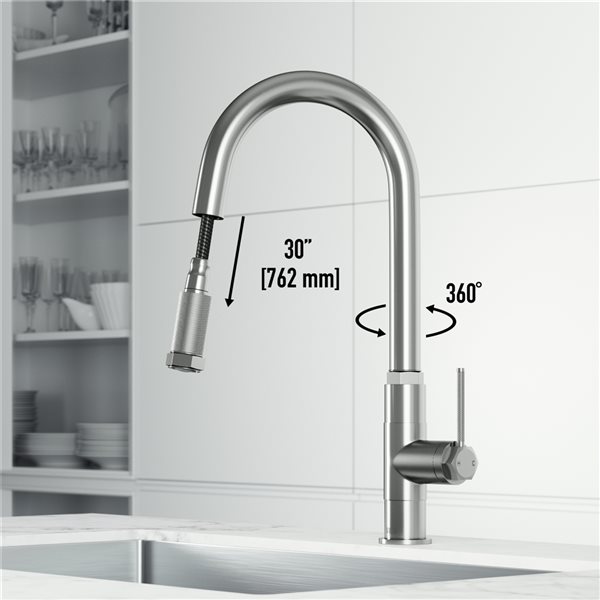 Hart Arched Kitchen Faucet in Stainless Steel