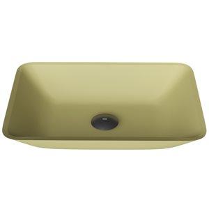 VIGO Sottile 13-in x 18-in Gold Tempered-Glass Rectangular Vessel Sink