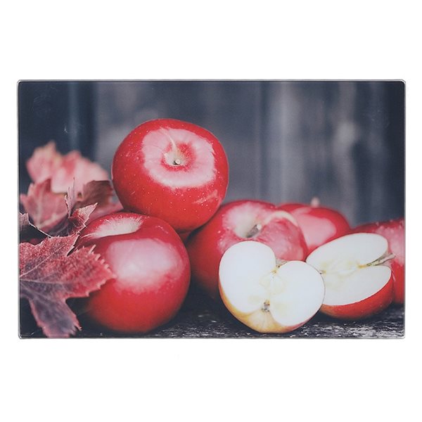 iH casadécor 8-in x 12-in Red Apples Glass Cutting Board - Set of 2