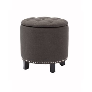 IH Casa Decor Modern Charcoal Grey Storage Ottoman