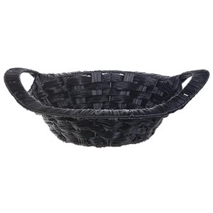 IH Casa Decor 12.2-in x 3.35-in x 12.2-in Black Weave Baskets - Set of 2
