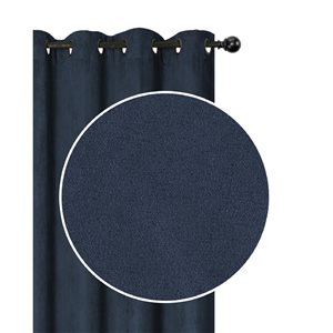 IH Casa Decor 54-in Navy Blue Faux Suede Curtain Panel Pair