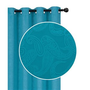 IH Casa Decor 54-in x 84-in Teal Embossed Blackout Curtain Panel Pair