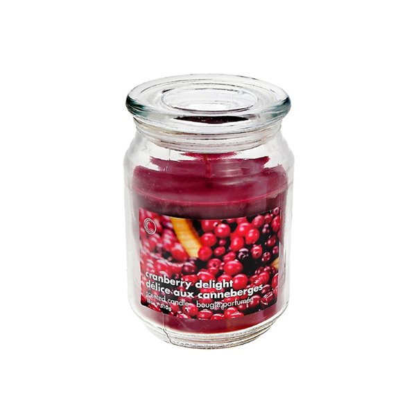 iH casadécor 18 Oz Scented Jar with Glass Lid - Cranberry Delight - Set of 2