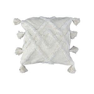 IH Casa Decor Slub Yarn 18-in Square Ivory Decorative Cushions - Set of 2