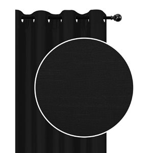 IH Casa Decor 54-in Black Faux Silk Curtain Panel Pair