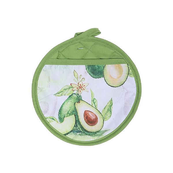 IH Casa Decor Green and White Round Pot Holders with Pocket - Set of 4