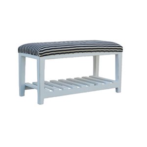 Banc moderne en bois bleu et blanc avec tablette par IH Casa Decor