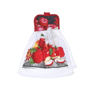 iH casadécor White and Red Tie Kitchen Hand Towels - Set of 2