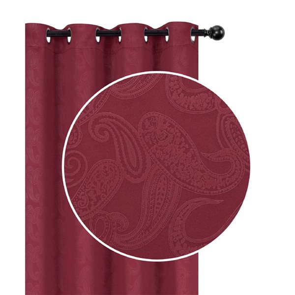 iH casadécor 54-in x 84-in Red Embossed Blackout Curtain Panel Pair