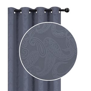 IH Casa Decor 54-in x 84-in Grey Embossed Blackout Curtain Panel Pair