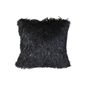 IH Casa Decor Furry 18-in x 18-in Black Decorative Cushions - Set of 2
