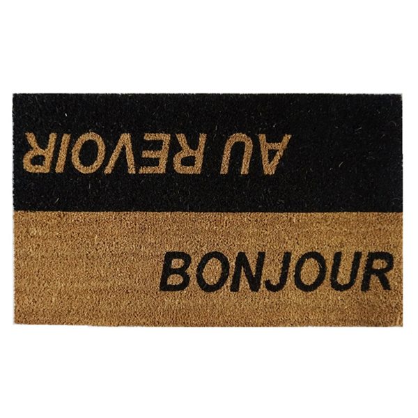 IH Casa Decor 18in x 30in Rectangular Coir Door Mat Bonjour/Au