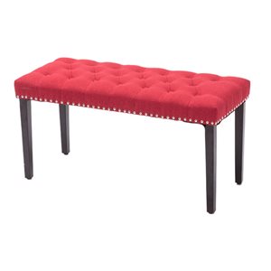 iH casadécor Modern Red Tufted Velvet Bench