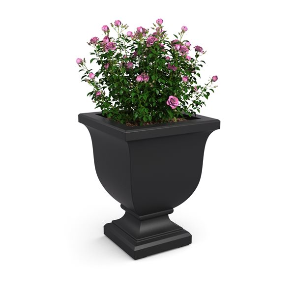 Mayne Augusta 15.5-in x 20-in Black Plastic Self Watering Planter