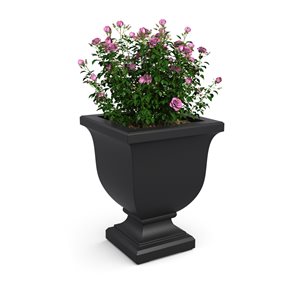 Mayne Augusta 15.5-in x 20-in Black Plastic Self Watering Planter