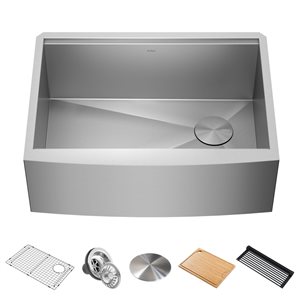 Kraus Kore 27-in Farmhouse Stainless Steel Single Bowl Kitchen Sink