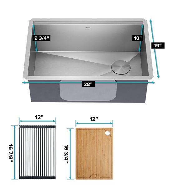 Kraus Kore 28-in Undermount Stainless Steel Single Bowl Kitchen Sink