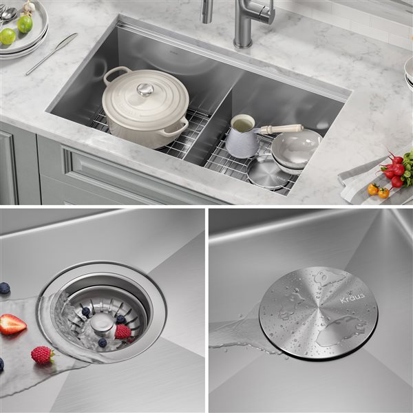 Kraus Kore 30-in Undermount Workstation Stainless Steel Double Bowl Kitchen  Sink KWU112-30 RONA