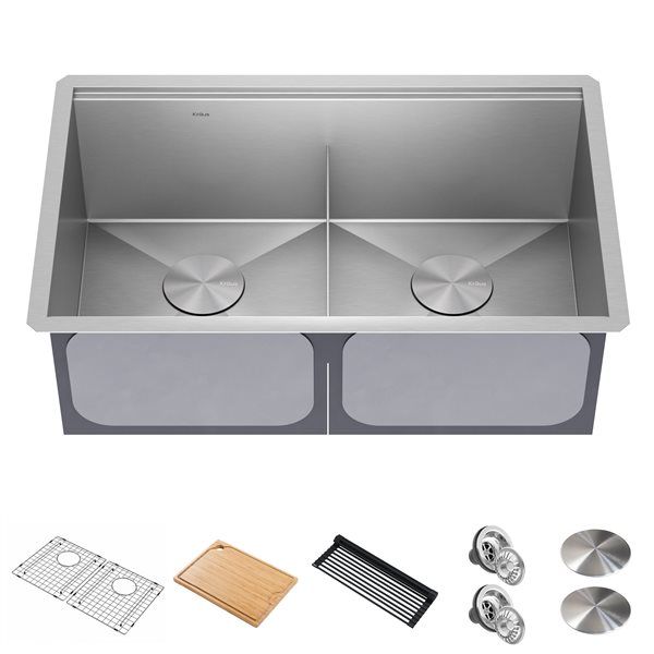 Kraus Kore 30-in Undermount Workstation Stainless Steel Double Bowl Kitchen Sink