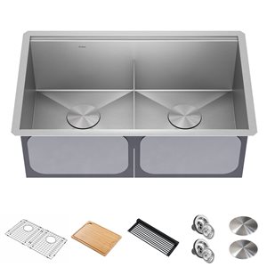 Kraus Kore 30-in Undermount Workstation Stainless Steel Double Bowl Kitchen Sink