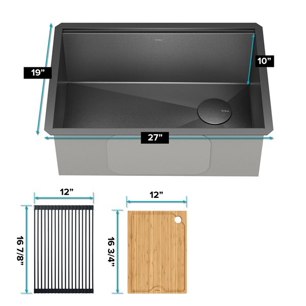 Kraus Kore 27-in Workstation Stainless Steel Kitchen Sink