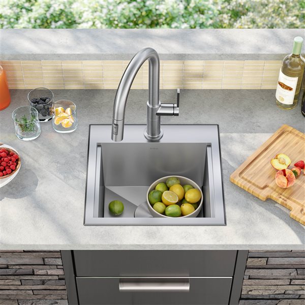 Kraus Kore 15-in Outdoor Workstation Square Kitchen Sink