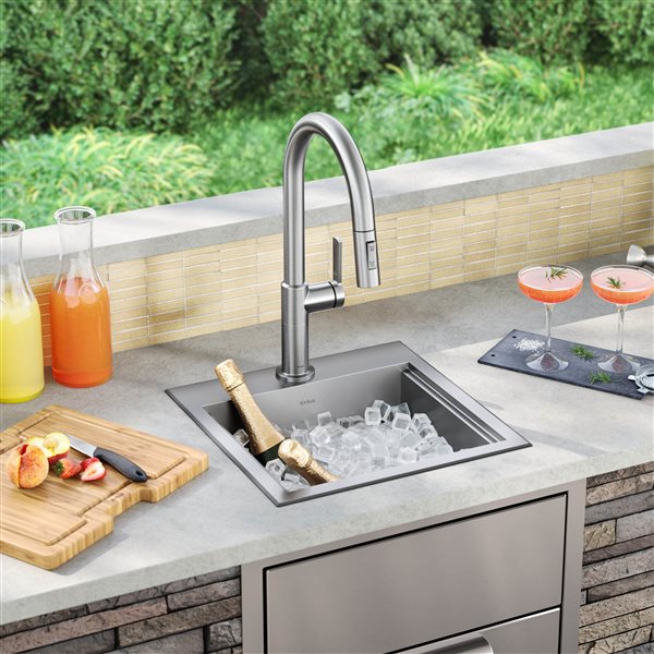 Kraus Kore 15-in Outdoor Workstation Square Kitchen Sink