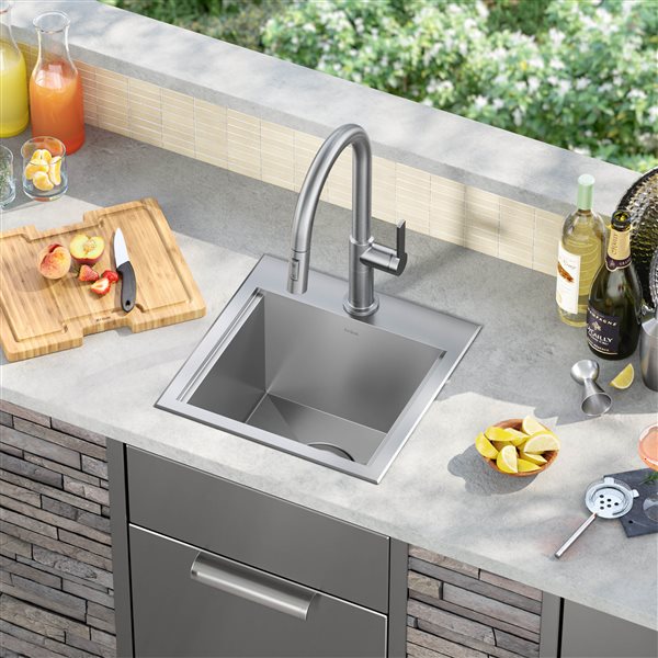 Kraus Kore 15-in Outdoor Workstation Square Kitchen Sink