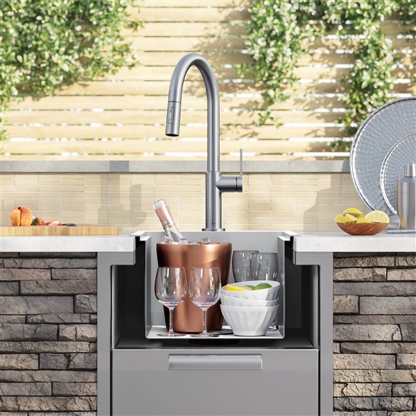 Kraus Kore 15-in Outdoor Workstation Square Kitchen Sink