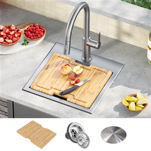 Kraus Kore 15-in Outdoor Workstation Square Kitchen Sink