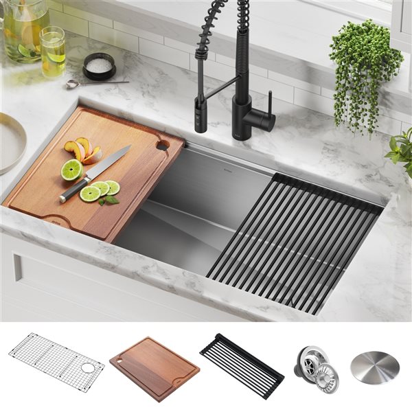 Kraus Kore 36-in Undermount Stainless Steel Single Bowl Kitchen Sink