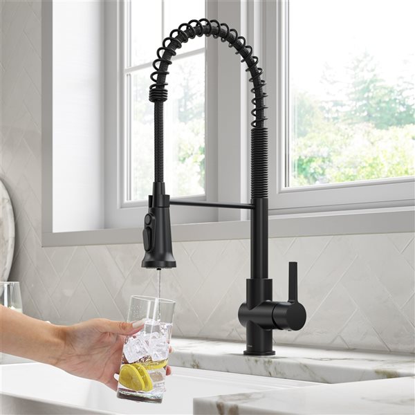Kraus Britt 2-in-1 Pull-Down Single Handle Water Filter Kitchen Faucet in Matte Black