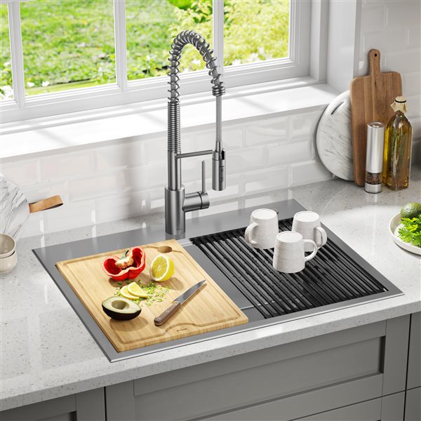 Kraus Kore 28-in Drop-In Stainless Steel Single Bowl Kitchen Sink