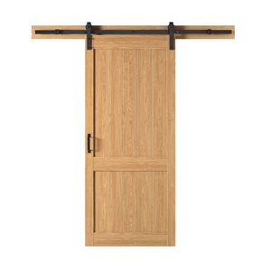 Porte de grange Athea d'OVE Decors de 84 po x 36 po en bois préfini avec quincaillerie incluse, chêne pâle