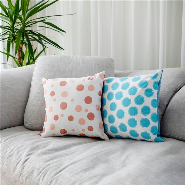 Gouchee Home Polka 16-in x 16-in Square Blue Decorative Pillow