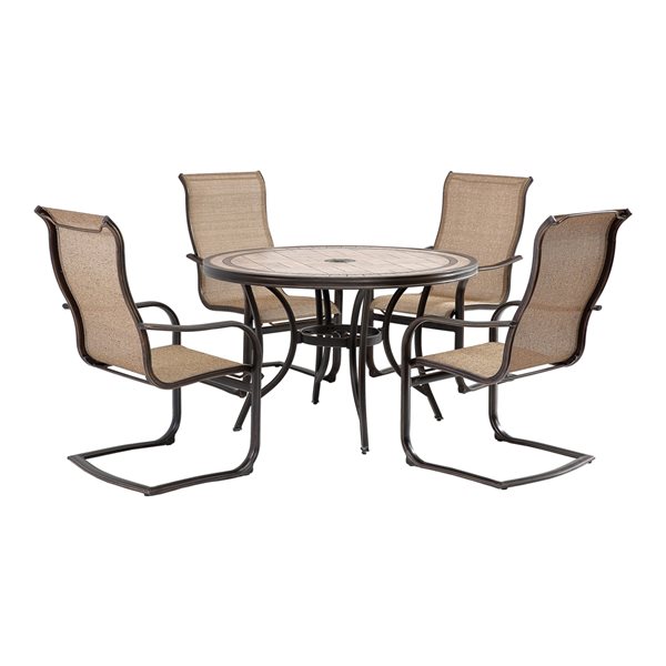 Clihome Outdoor 5-piece Brown Aluminium Frame Dining Patio Set CHZL ...