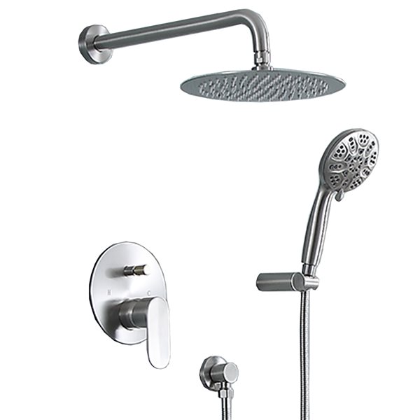 Clihome 10-in 5-Spray 2-Function Shower System in Brushed Nickel