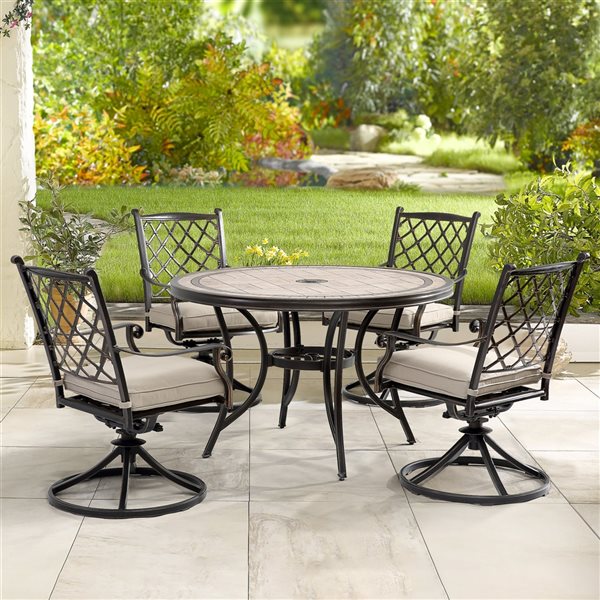 Clihome Outdoor 5piece Offwhite Aluminium Frame Dining Patio Set