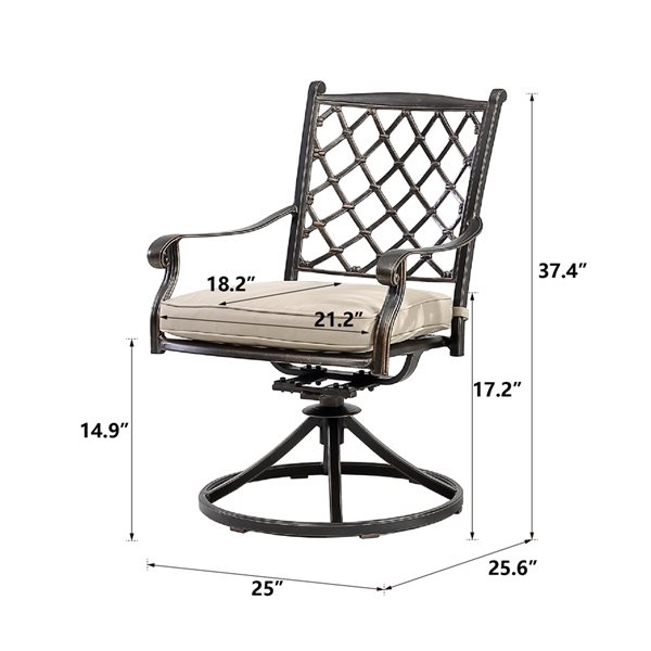 Clihome Outdoor 5piece Offwhite Aluminium Frame Dining Patio Set