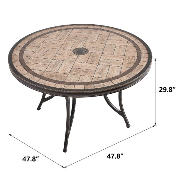 White Aluminium Frame Dining Patio Set, Outdoor Round Table Top Replacement