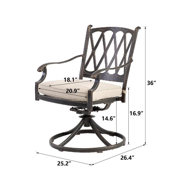 Clihome Outdoor 5piece Offwhite Aluminium Frame Dining Patio Set