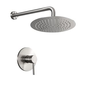 Clihome Brushed Nickel 1-spray Rain Shower Head 2.5 Gpm (9.5 Lpm)