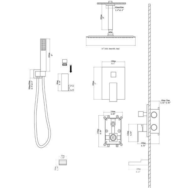 Clihome 3-function Shower System 1-handle Bathtub and Shower in Brushed Nickel - Faucet Valve Included